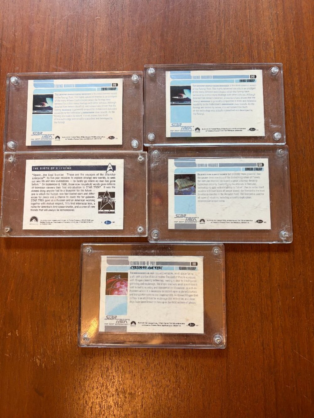 Lot 5 Star Trek Next generation 1992 Impel Hologram Trading Cards Mint Condition
